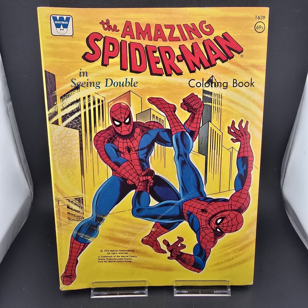 Vintage 1976 Amazing Spider-Man Seeing Double Coloring Book Whitman 1639 CLEAN